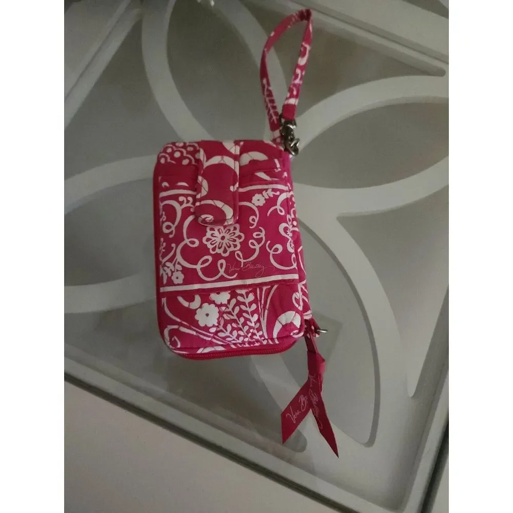 Vera Bradley Women's Twirly Birds‎ Pink  Wristlet Wallet Phone Card Case Cotton